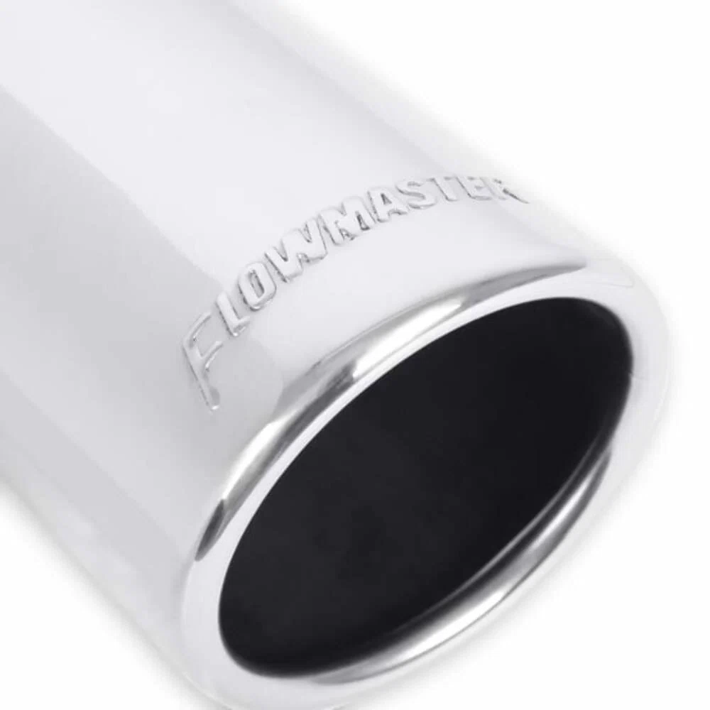 Exhaust Tip 3_in Rolled Angle Polished SS 2.5_in Clamp-On Flowmaster